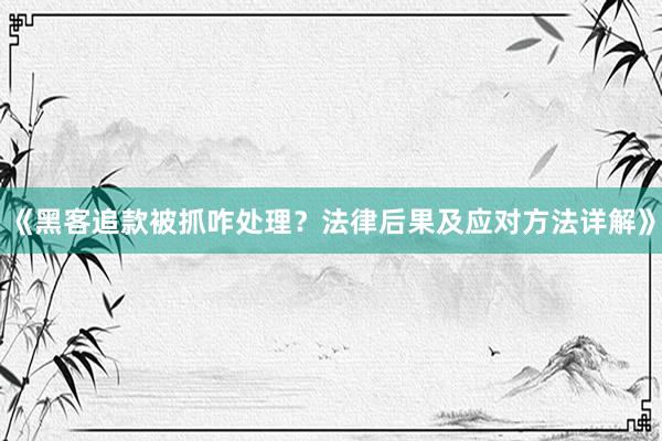 《黑客追款被抓咋处理？法律后果及应对方法详解》